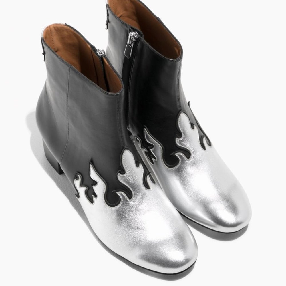 &otherstories metallic flame leather boots